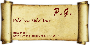 Páva Gábor névjegykártya